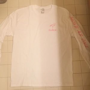 Flock long sleeve T white and pink
